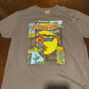 Marvel The Amazing Spider-Man Retro Comic Book Mosaic Graphic T-Shirt XL Gray